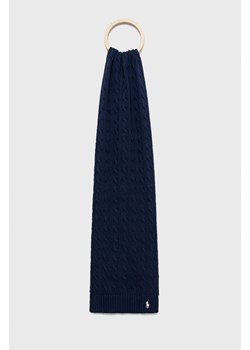 Polo Ralph Lauren szalik bawełniany kolor granatowy gładki ze sklepu ANSWEAR.com w kategorii Szaliki i chusty damskie - zdjęcie 143246181