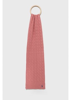 Polo Ralph Lauren szalik bawełniany kolor różowy gładki ze sklepu ANSWEAR.com w kategorii Szaliki i chusty damskie - zdjęcie 143246183