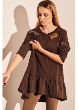 Brązowa tunika z naszywkami Mia ze sklepu Lidia Kalita w kategorii Bluzki damskie - zdjęcie 143255354