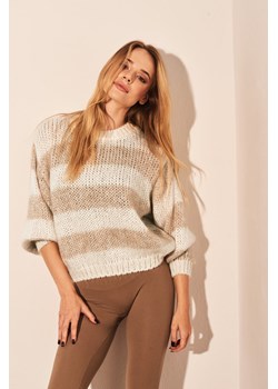 Sweter z długim rękawem w beżowe paski Corinne ze sklepu Lidia Kalita w kategorii Swetry damskie - zdjęcie 143255400