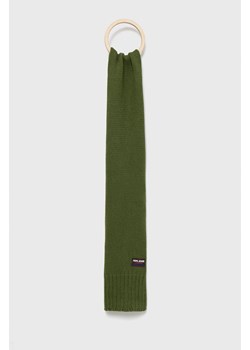 Pepe Jeans szalik z domieszką wełny kolor zielony gładki ze sklepu ANSWEAR.com w kategorii Szaliki męskie - zdjęcie 143278833
