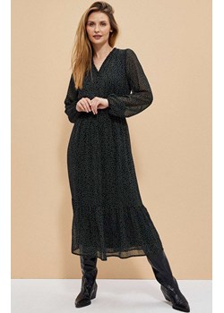 Sukienka zwiewna z falbaną i printem 3905, Kolor czarny-wzór, Rozmiar XS, Moodo ze sklepu Primodo w kategorii Sukienki - zdjęcie 143301143