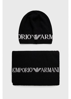 Emporio Armani czapka i szalik z domieszką wełny kolor czarny ze sklepu ANSWEAR.com w kategorii Dodatki męskie - zdjęcie 143334263
