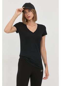 Armani Exchange t-shirt bawełniany kolor czarny 8NYTDH YJ16Z NOS ze sklepu ANSWEAR.com w kategorii Bluzki damskie - zdjęcie 143334303