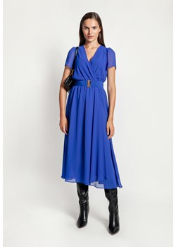 Kopertowa sukienka z paskiem w kolorze chabrowym ze sklepu Molton w kategorii Sukienki - zdjęcie 143393301