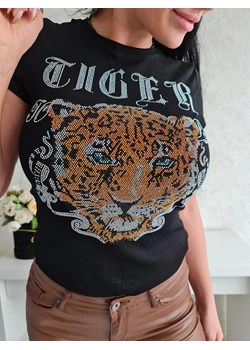 t-shirt tiger cyrkonie black ze sklepu STYLOWO w kategorii Bluzki damskie - zdjęcie 143404242