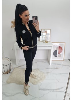 CZARNY DRES CRISTAL  ZE ZŁOTYM LAMPASEM ze sklepu STYLOWO w kategorii Dresy damskie - zdjęcie 143405263