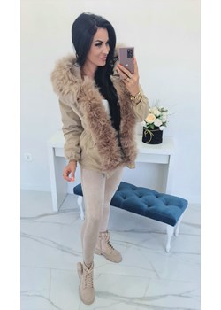 jesienno- zimowa parka na misiu arina z futrzanym odpinanym kołnierzem oraz kapturem beżowa ze sklepu STYLOWO w kategorii Kurtki damskie - zdjęcie 143405492