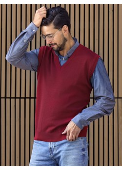 Sweter męski kamizelka Bond - burgund - M ze sklepu Swetry Lasota w kategorii Kamizelki męskie - zdjęcie 143425574