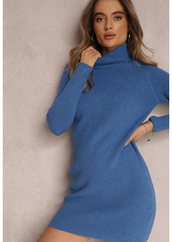Niebieska Sukienka Dzianinowa z Golfem Inkae ze sklepu Renee odzież w kategorii Sukienki - zdjęcie 143439714