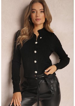 Czarny Kardigan Zapinany w Warkocze Andraleia ze sklepu Renee odzież w kategorii Swetry damskie - zdjęcie 143481030