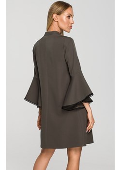 Sukienka khaki z szerokimi rękawami M698, Kolor khaki, Rozmiar L, MOE ze sklepu Primodo w kategorii Sukienki - zdjęcie 143566333