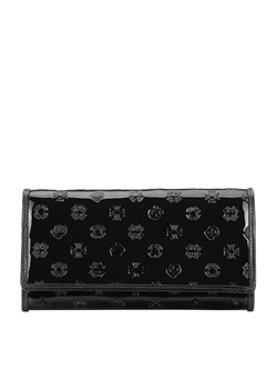 Damski portfel skórzany lakierowany z monogramem czarny ze sklepu WITTCHEN w kategorii Portfele damskie - zdjęcie 143575592