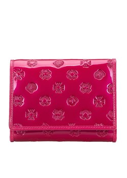 Damski portfel z lakierowanej skóry z monogramem mały różowy ze sklepu WITTCHEN w kategorii Portfele damskie - zdjęcie 143575594