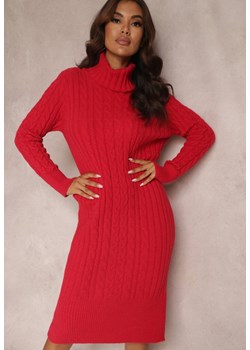 Czerwona Sukienka Dzianinowa z Golfem Irinho ze sklepu Renee odzież w kategorii Sukienki - zdjęcie 143584651