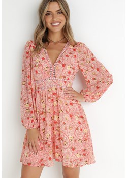 Różowa Sukienka Rozkloszowana Phoebopis ze sklepu Born2be Odzież w kategorii Sukienki - zdjęcie 143585153