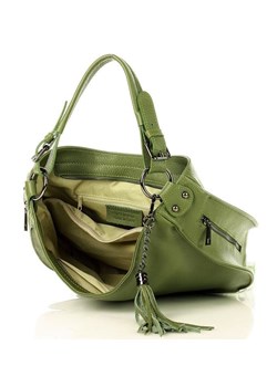 Torebka skórzana eleganc sacco MARCO MAZZINI - zieleń khaki militare ze sklepu Verostilo w kategorii Torby Shopper bag - zdjęcie 143653523