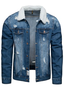 Kurtka męska jeans niebieska z futerkiem Recea ze sklepu Recea.pl w kategorii Kurtki męskie - zdjęcie 143664671