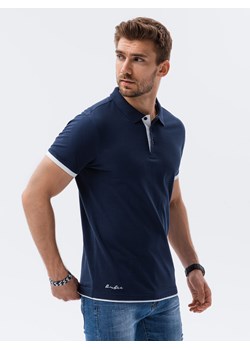 Koszulka męska polo bawełniana S1382 - granatowa ze sklepu ombre w kategorii T-shirty męskie - zdjęcie 143697464