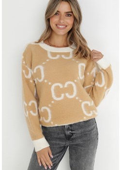 Beżowy Sweter Oversize Phisnun ze sklepu Born2be Odzież w kategorii Swetry damskie - zdjęcie 143702543