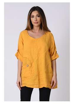 Lniana bluzka "Lilyane" w kolorze żółtym ze sklepu Limango Polska w kategorii Bluzki damskie - zdjęcie 143707451