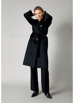 Czarny dwurzędowy płaszcz 100% wełna ze sklepu Molton w kategorii Płaszcze damskie - zdjęcie 143713641