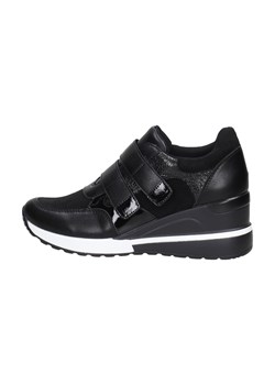Czarne sneakersy, półbuty damskie na koturnie na rzepy POTOCKI 12118 ze sklepu suzana.pl w kategorii Półbuty damskie - zdjęcie 143722303