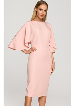 Sukienka ołówkowa z szerokimi rękawami w p. różu M700, Kolor róż pudrowy, Rozmiar L, MOE ze sklepu Primodo w kategorii Sukienki - zdjęcie 143765131
