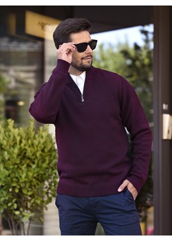 Sweter męski Sławek polo (duży) - śliwka - 3XL ze sklepu Swetry Lasota w kategorii Swetry męskie - zdjęcie 143791881
