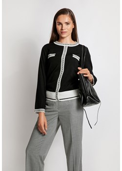 Czarny dzianinowy sweter ozdobiony wzorem łańcucha ze sklepu Molton w kategorii Swetry damskie - zdjęcie 143798092
