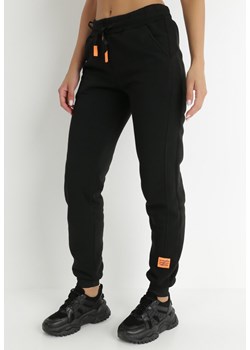 Czarno-Pomarańczowe Spodnie Dresowe Ocieplone Diomadia ze sklepu Born2be Odzież w kategorii Spodnie damskie - zdjęcie 144101193