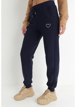 Granatowe Spodnie Dresowe Hyrmice ze sklepu Born2be Odzież w kategorii Spodnie damskie - zdjęcie 144101221