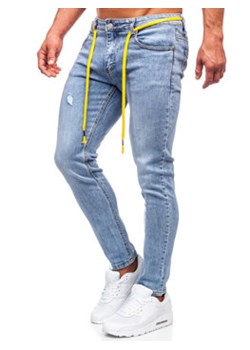 Niebieskie spodnie jeansowe męskie regular fit Denley KX568 ze sklepu Denley w kategorii Jeansy męskie - zdjęcie 144264452