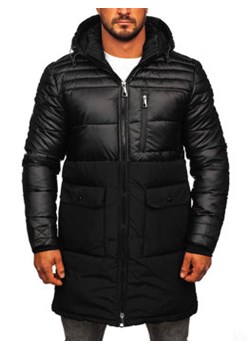 Czarna pikowana długa kurtka męska zimowa Denley 22M62 ze sklepu Denley w kategorii Kurtki męskie - zdjęcie 144264522