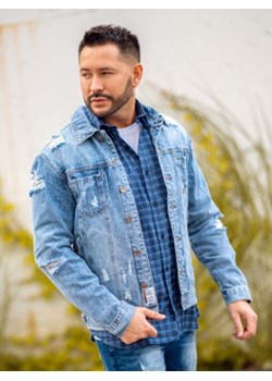 Błękitna jeansowa kurtka męska Denley MJ501BCA ze sklepu Denley w kategorii Kurtki męskie - zdjęcie 144264531