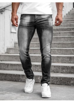 Czarne spodnie jeansowe męskie slim fit Denley MP0001N ze sklepu Denley w kategorii Jeansy męskie - zdjęcie 144264542