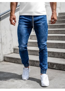 Granatowe spodnie jeansowe joggery męskie Denley TF228 ze sklepu Denley w kategorii Jeansy męskie - zdjęcie 144264572