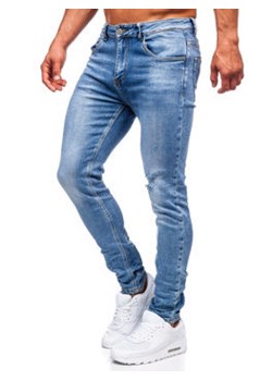 Niebieskie spodnie jeansowe męskie slim fit Denley KA6896S ze sklepu Denley w kategorii Jeansy męskie - zdjęcie 144264593