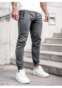 Antracytowe spodnie męskie joggery dresowe Denley JX5001A ze sklepu Denley w kategorii Spodnie męskie - zdjęcie 144264602