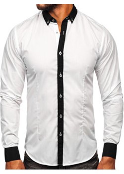 Biała koszula męska elegancka z długim rękawem Bolf 21750 ze sklepu Denley w kategorii Koszule męskie - zdjęcie 144264643