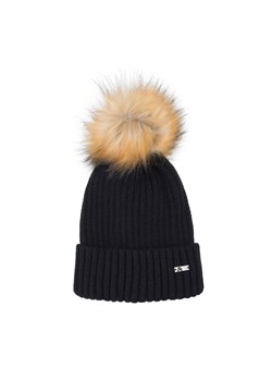 Damska czapka z gęstym splotem i pomponem czarna ze sklepu WITTCHEN w kategorii Czapki zimowe damskie - zdjęcie 144277693