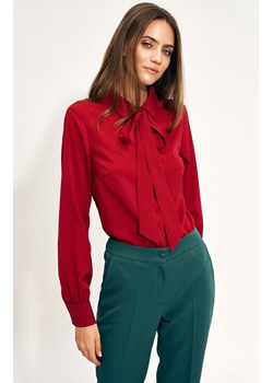 Koszula z kokardą w kolorze bordowym b142, Kolor bordowy, Rozmiar 36, Nife ze sklepu Primodo w kategorii Bluzki damskie - zdjęcie 144286401