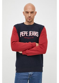 Pepe Jeans bluza bawełniana męska kolor granatowy z aplikacją ze sklepu ANSWEAR.com w kategorii Bluzy męskie - zdjęcie 144356471