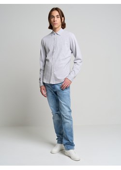 Koszula męska z dzianiny strukturalnej szara Edgerton 901 ze sklepu Big Star w kategorii Koszule męskie - zdjęcie 144375300