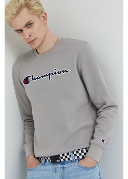 Champion bluza męska kolor szary z aplikacją ze sklepu ANSWEAR.com w kategorii Bluzy męskie - zdjęcie 144428130