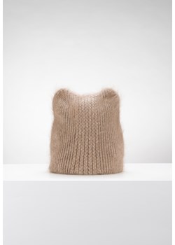 Brązowa czapka z angorą ze sklepu Molton w kategorii Czapki zimowe damskie - zdjęcie 144440822