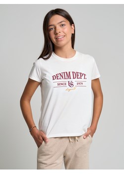 Koszulka dziewczęca z bawełny organicznej z nadrukiem kremowa Lulu 100 ze sklepu Big Star w kategorii Bluzki dziewczęce - zdjęcie 144473923