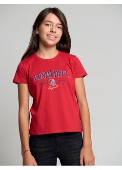 Koszulka dziewczęca z bawełny organicznej z nadrukiem czerwona Lulu 603 ze sklepu Big Star w kategorii Bluzki dziewczęce - zdjęcie 144473930