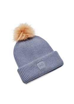 Damska czapka zimowa UNDER ARMOUR UA Halftime Ribbed Pom - szara ze sklepu Sportstylestory.com w kategorii Czapki zimowe damskie - zdjęcie 144543672
