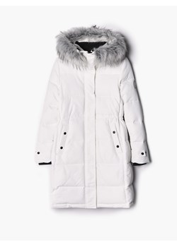 Cropp - Biały płaszcz z kapturem - Biały ze sklepu Cropp w kategorii Płaszcze damskie - zdjęcie 144558512